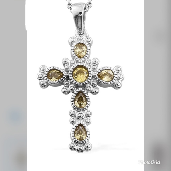 Karis Sim Yellow Diamond Cross Pendant Necklace - Picture 4 of 10